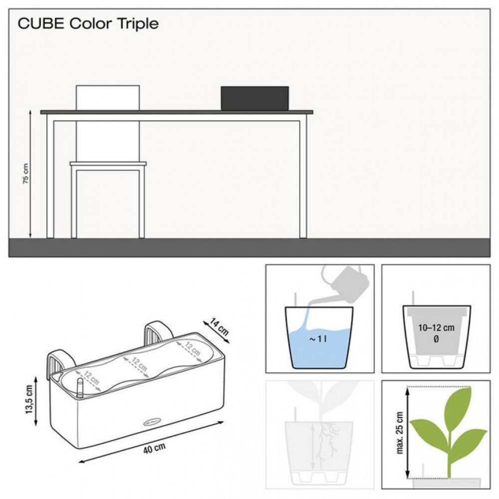 Вазон Lechuza CUBE Color Triple