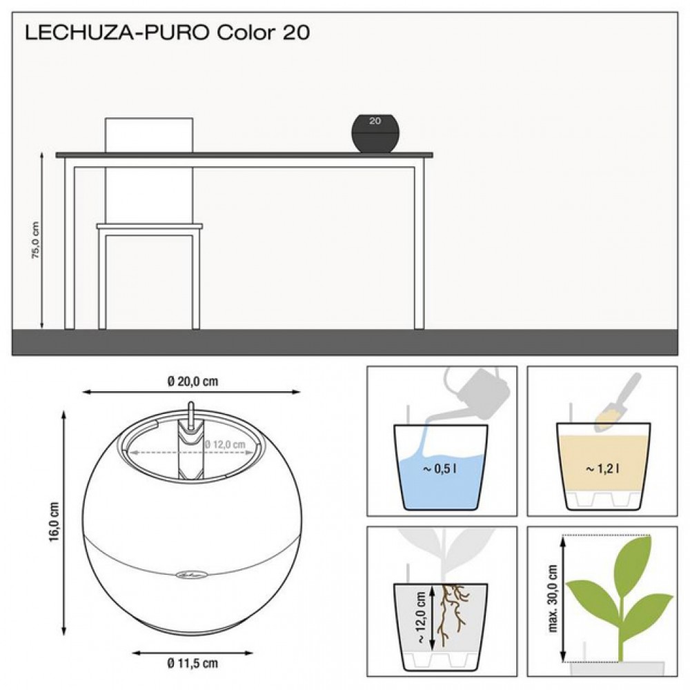 Вазон Lechuza PURO Color 20